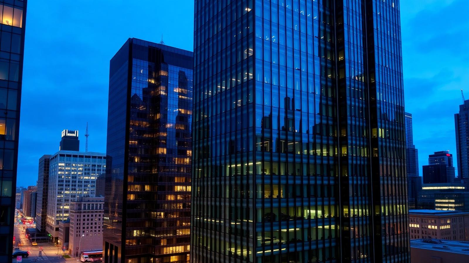 Modern business buildings in a financial district