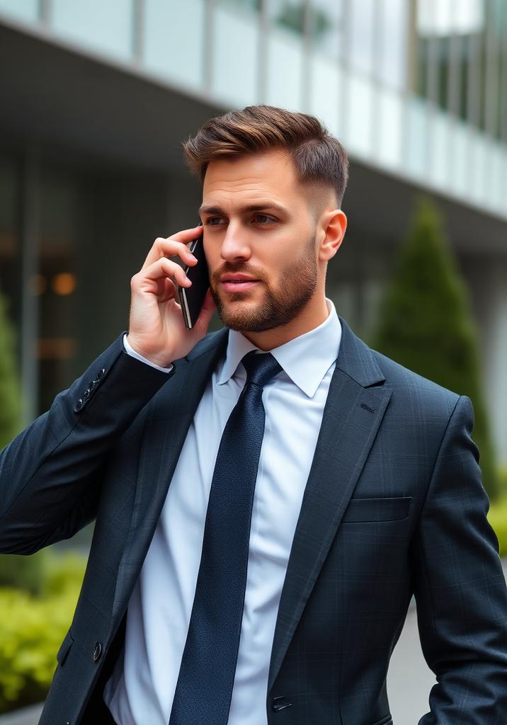 Real estate professional talking on a mobile phone
